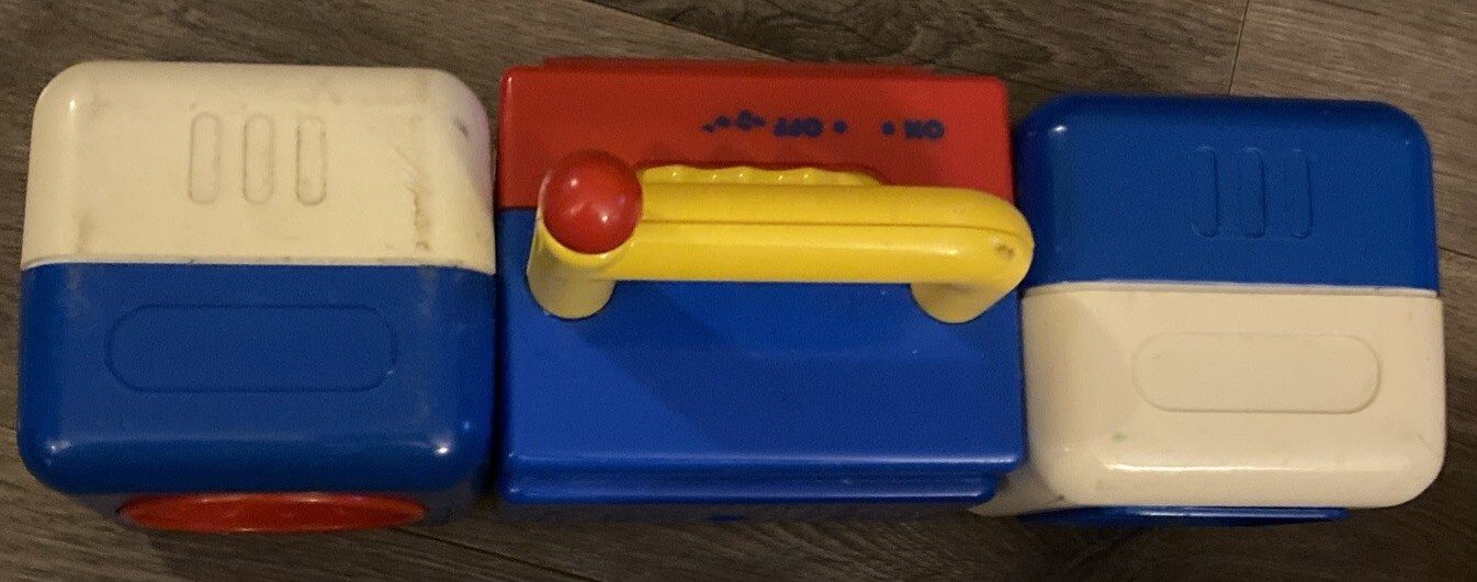 Nostalgic Red, White and Blue Nursery Rhymes Playing Toy Boom Box with Handle