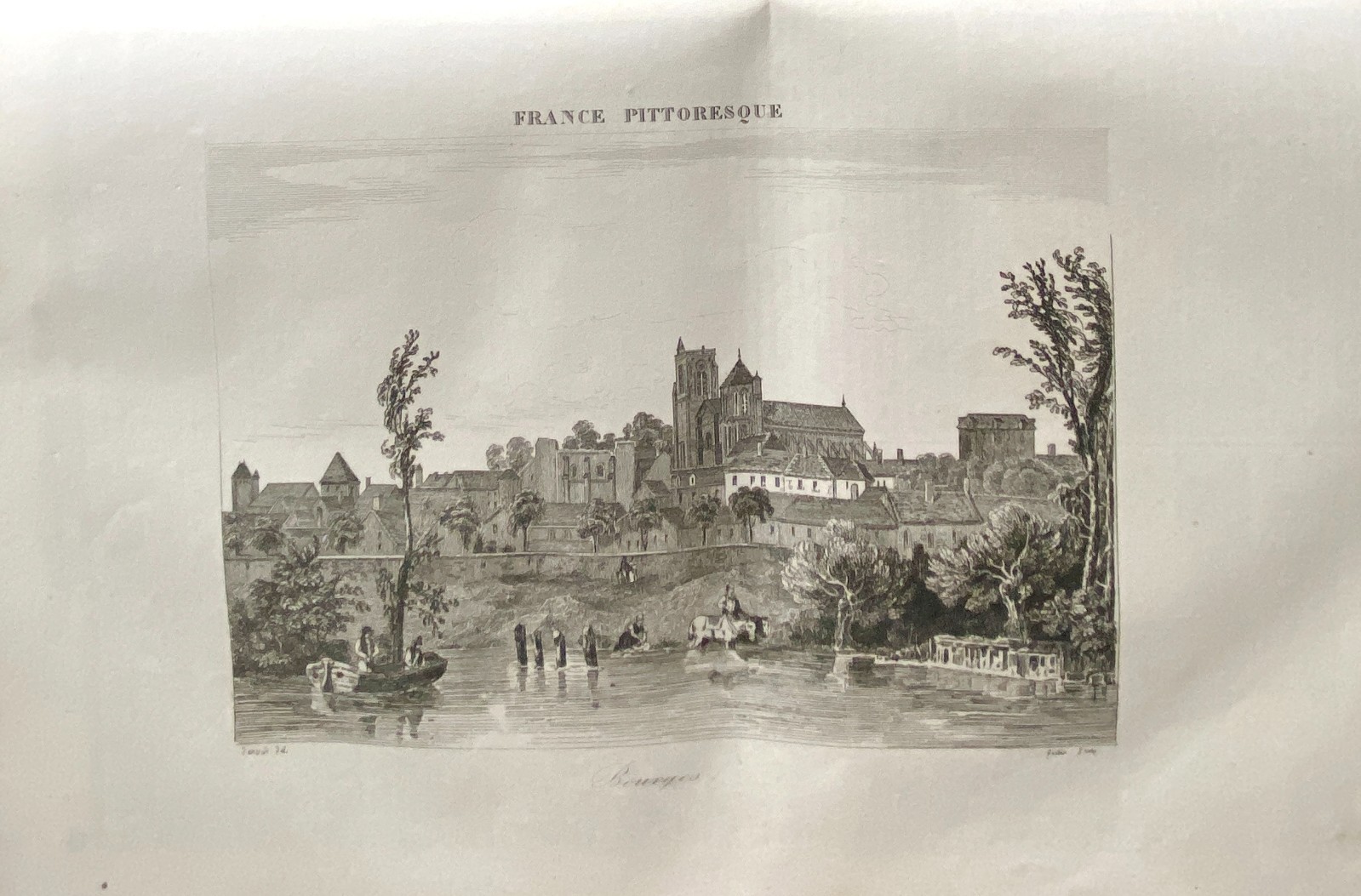 Picturesque France Engraving 1835 View Of Bourges City France History Politics