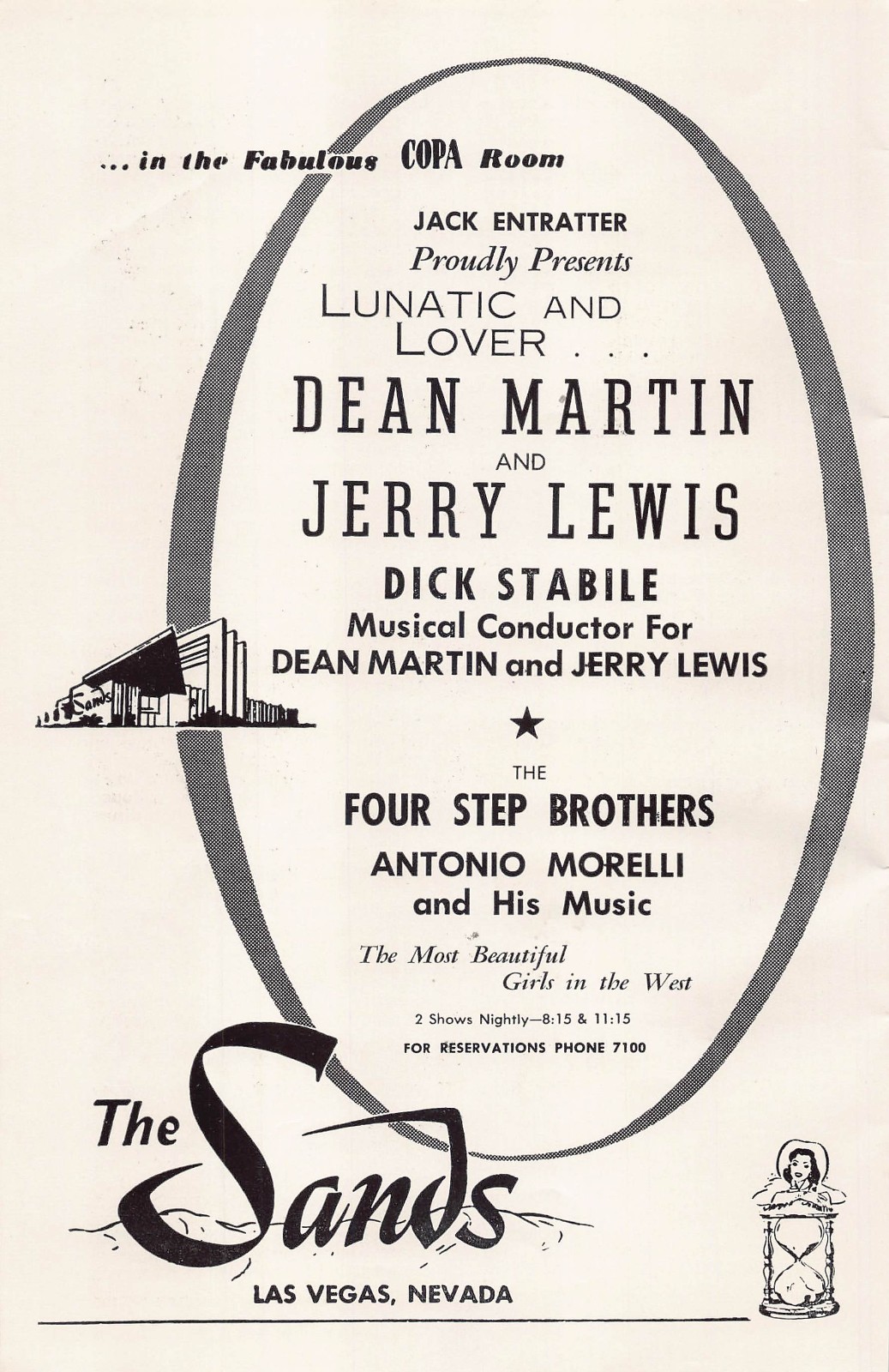 1955 Dean Martin Jerry Lewis 1950s Advertisement Las Vegas The Sands Hotel