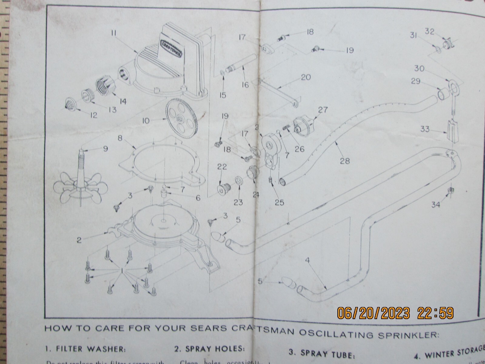 Craftsman oscillating sprinkler no 79291 replacement repair parts How to care