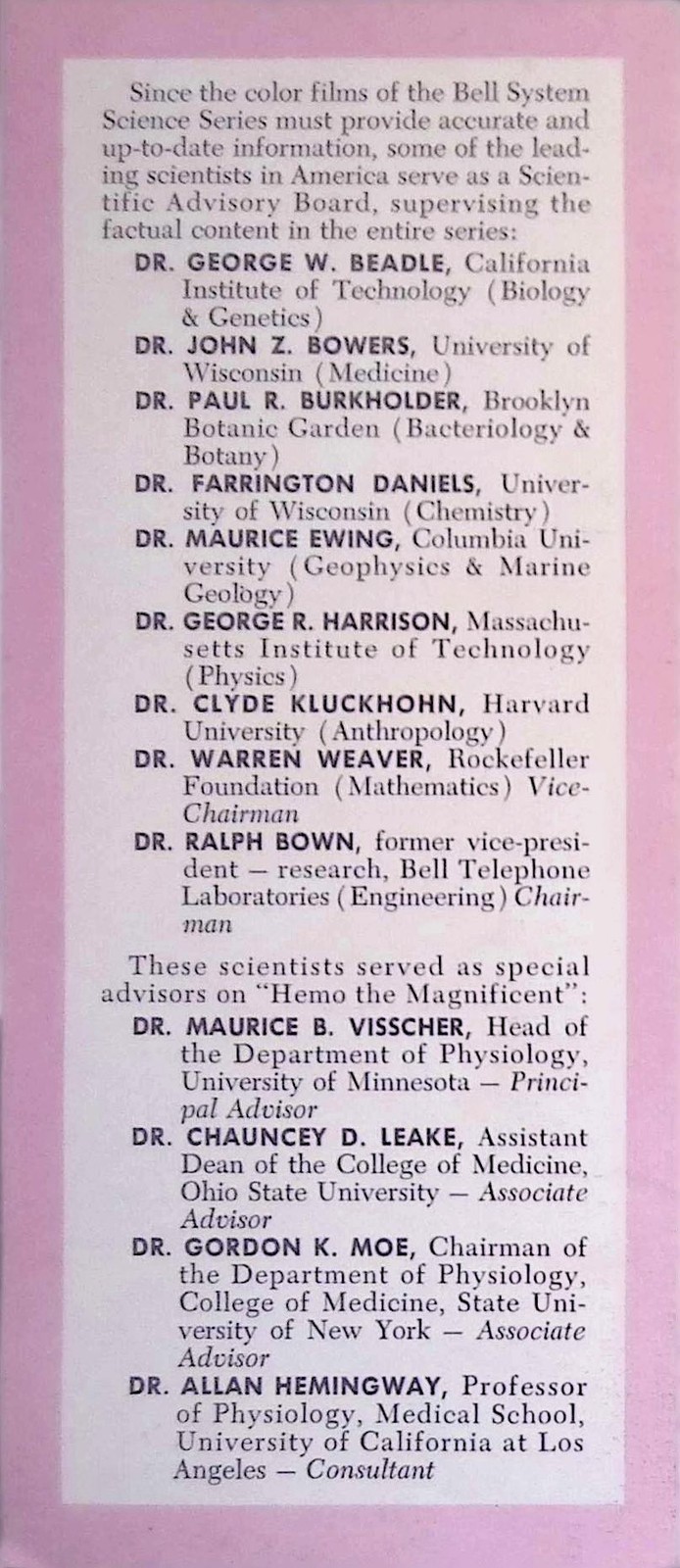 AT & T Bell System hemo the magnificent Science Series Booklet c1950s blood