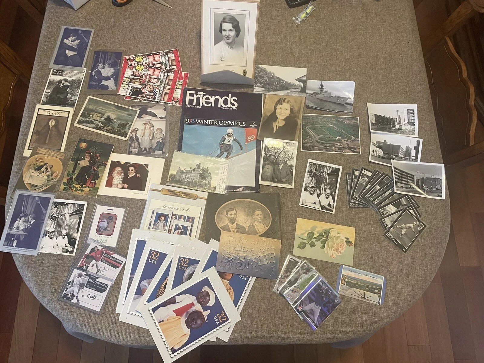 Large Epherma Lot. Photos, Baseball Cards, Ship, Antique Postcards, Autographs