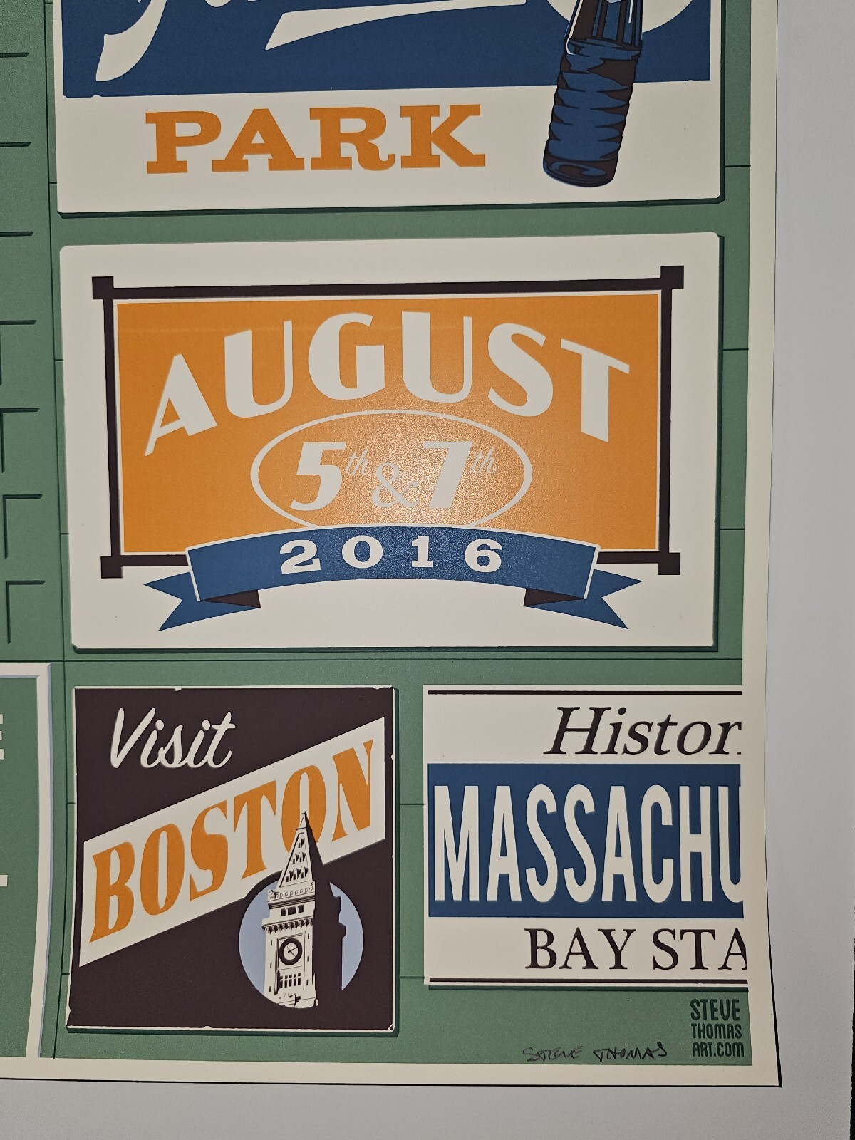 Pearl Jam Boston 2016 Steve Thomas VARIANT Poster Signed Print Fenway The Catch