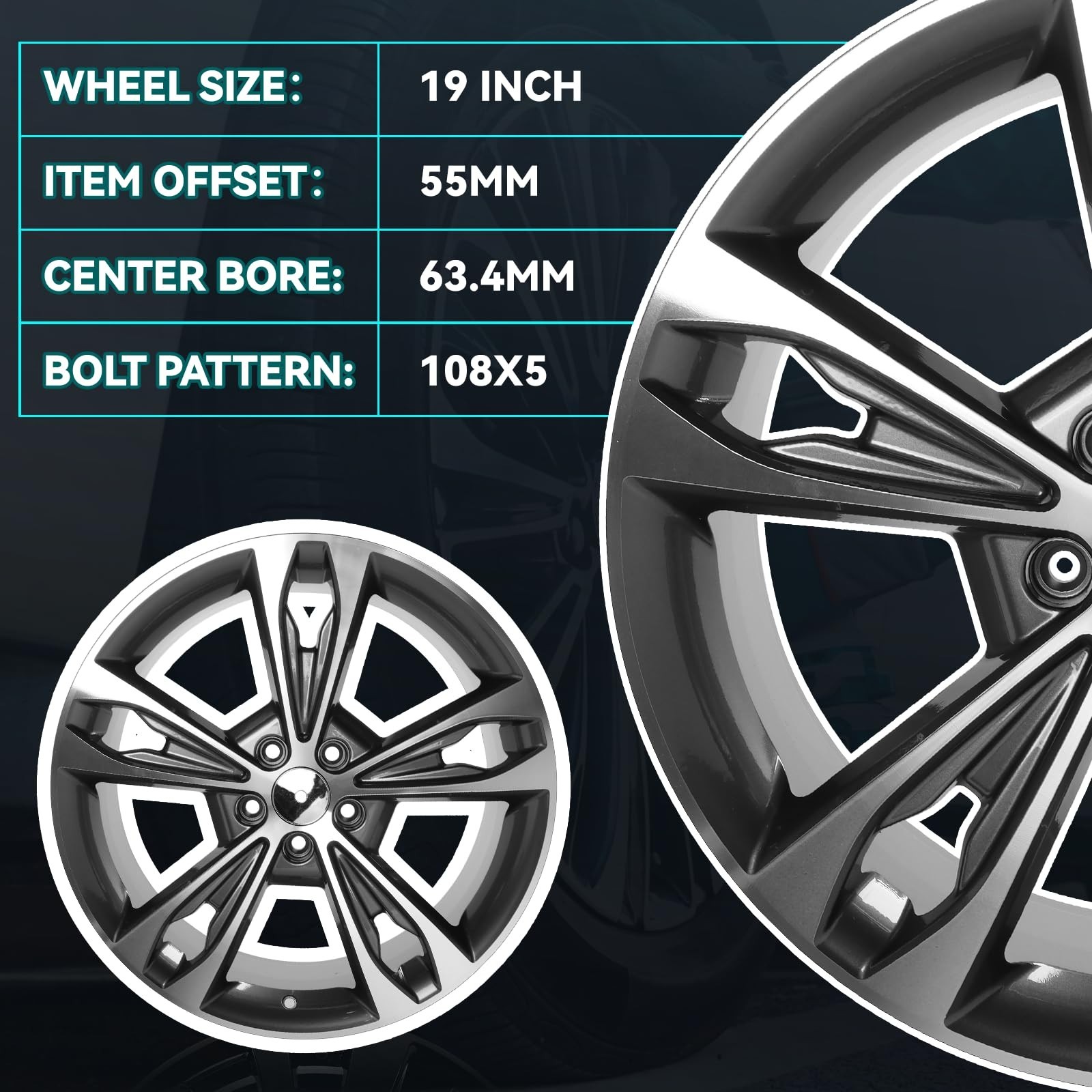 New 19 inch 19×8 inch Premium Aluminum Alloy Wheel Rim Fits for Ford Fusion T…
