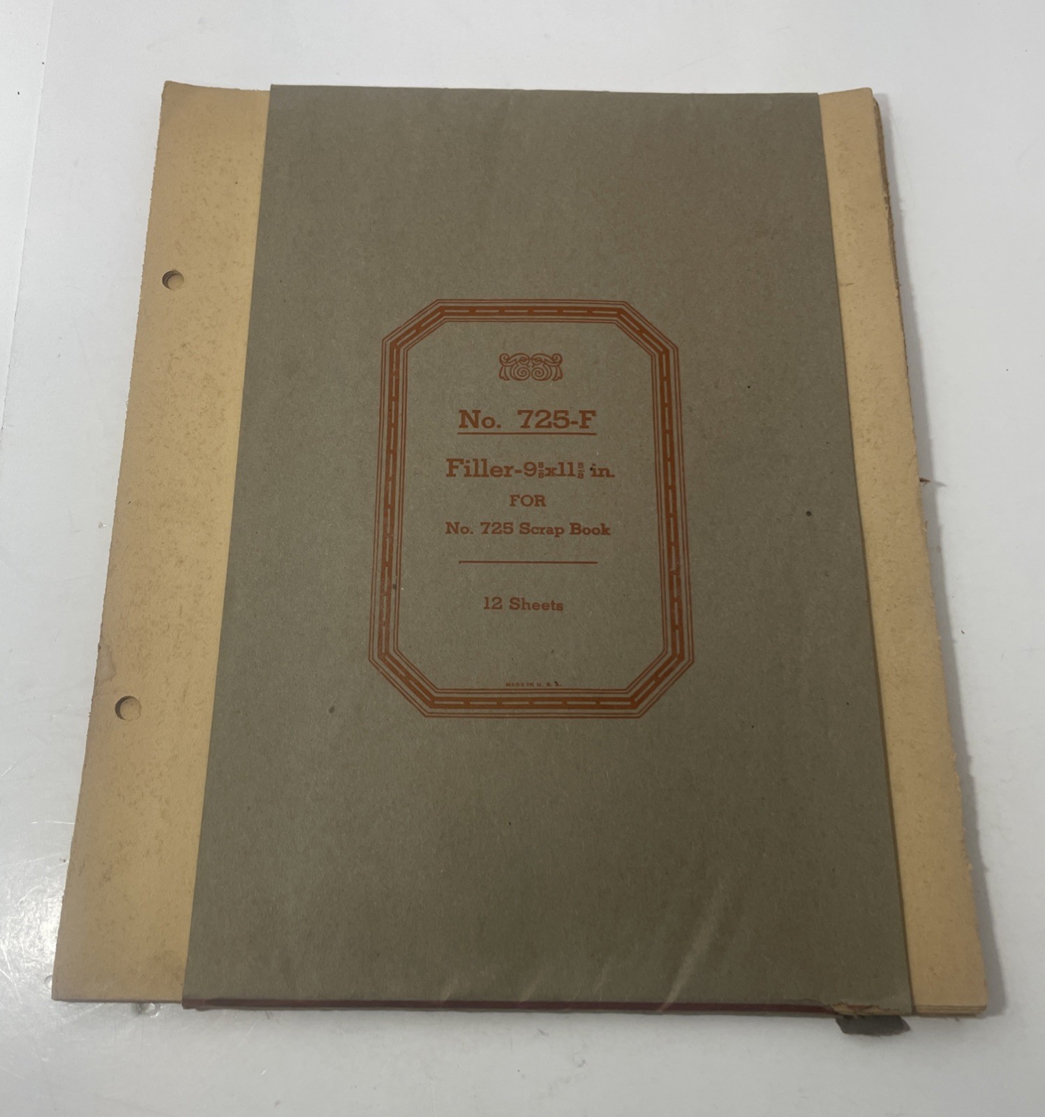 NOS No. 725-F Photo Album Black Filler Sheets 12 Total 2 Hole Punch Natural Age