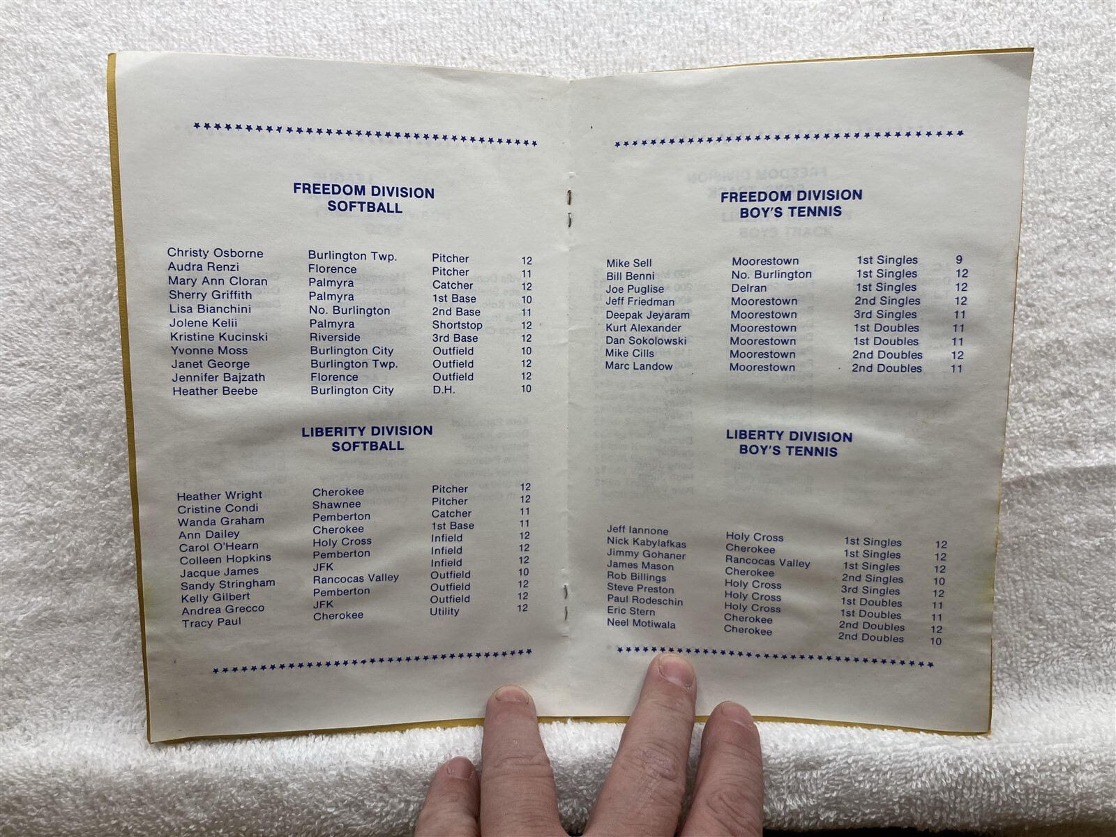 1988 Burlington County Scholastic League Spring Sports Award Banquet Program NJ