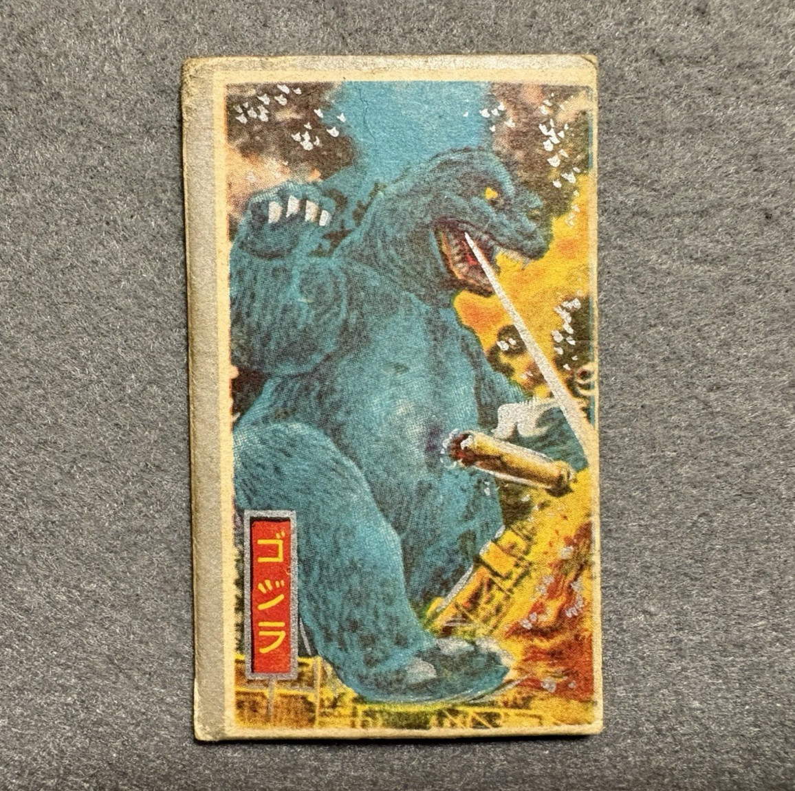 Godzilla Vintage Japanese Menko Heavy Stock Cards 1960s-70s Lot of 2