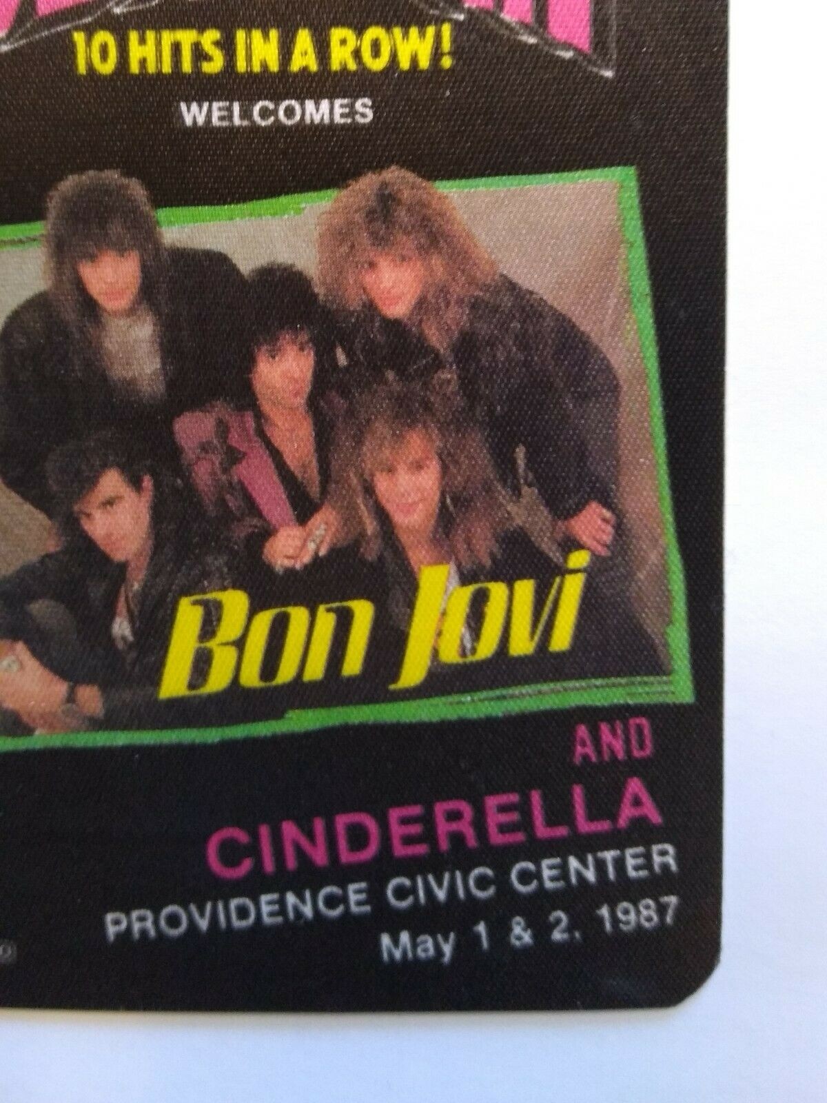 Bon Jovi Cinderella Backstage Concert Pass Original 1987 Hard Rock Music Vintage