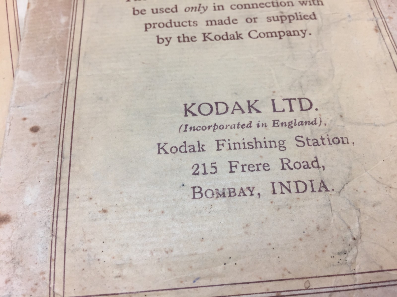 Vintage Kodak Negative Photo Print Envelope Lot 3 Bombay India Early 1900’s UK