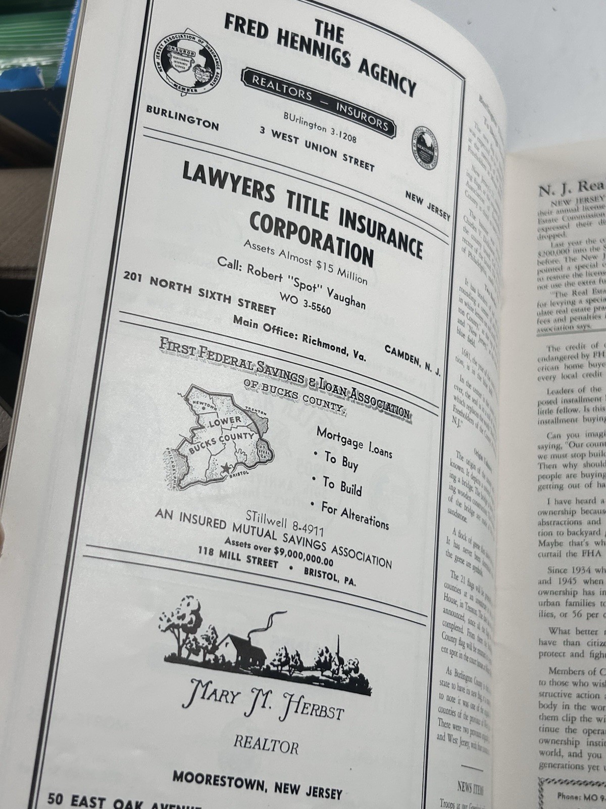 Burlington County NJ 1955 Real Estate Magazine