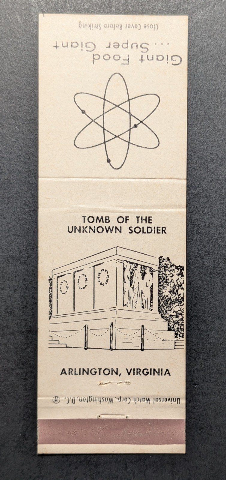 Vintage Tomb of Unknown Soldier Matchbook Cover