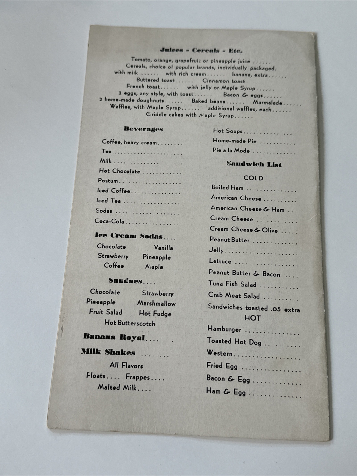 WRIGHT’S Restaurant Brattleboro, VT MENU c 1940 Putney Rd, A Chapin Wright vtg