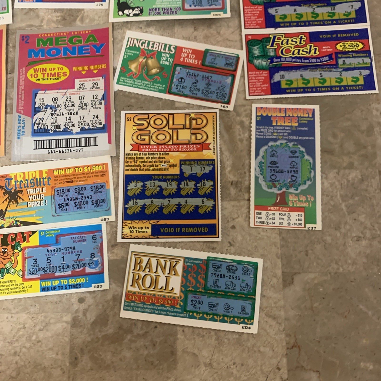 Vintage Connecticut State Lottery Scratch Off Tickets Losing 1990s 1995 1996 CT