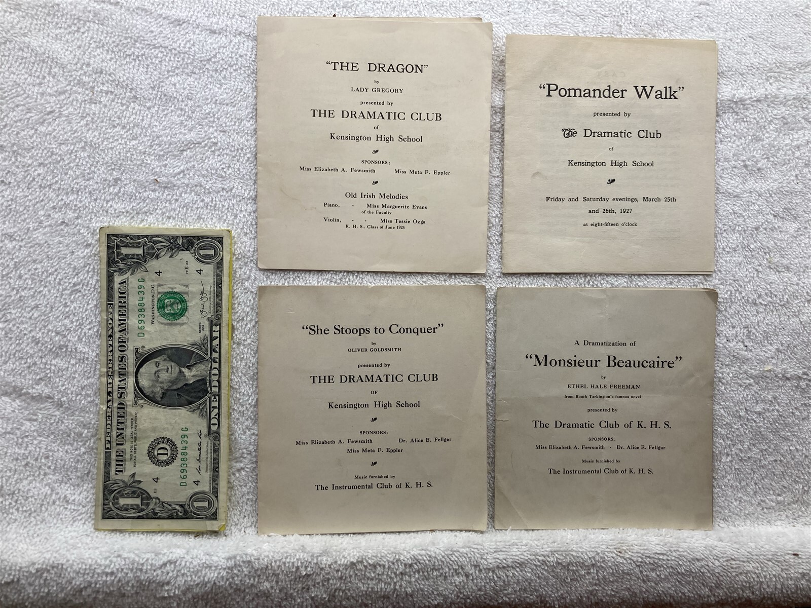1925 1926 1927 Kensington High School Dramatic Club Programs Philadelphia PA Vtg