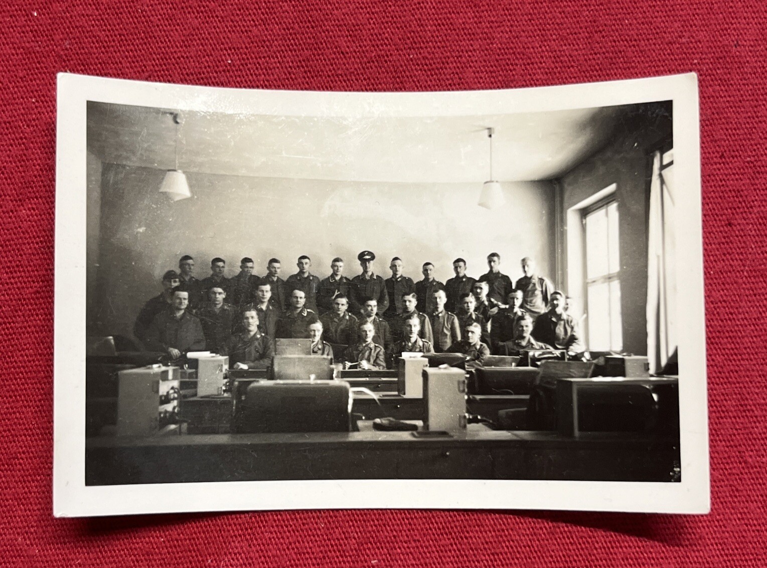 WW2 WWII Original German Military wartime Photo Soldiers Lined Up In Office