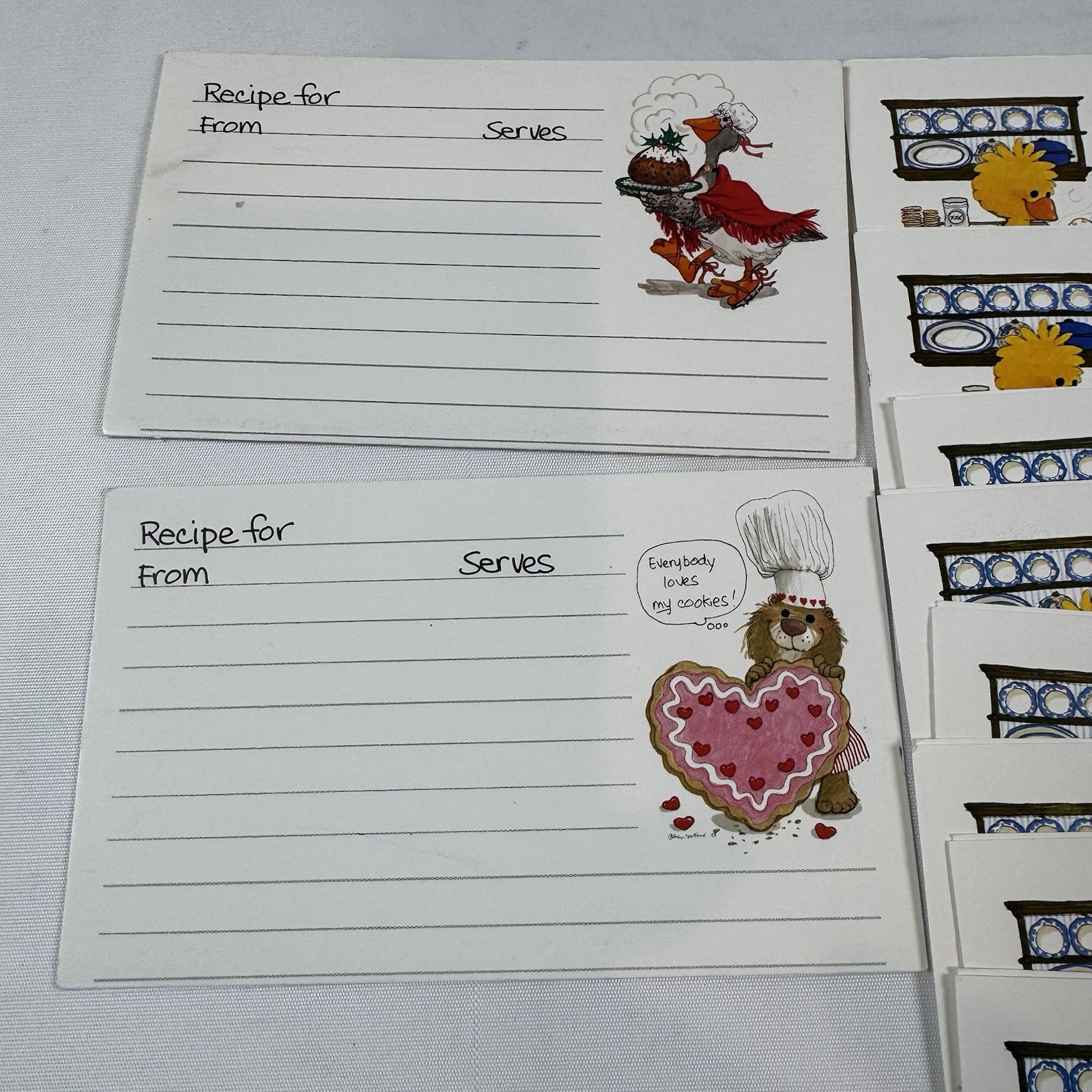 VTG Lot of Suzy’s Zoo Folded Cute Mouse Duck Recipe Cards 20 Count W/sleeves