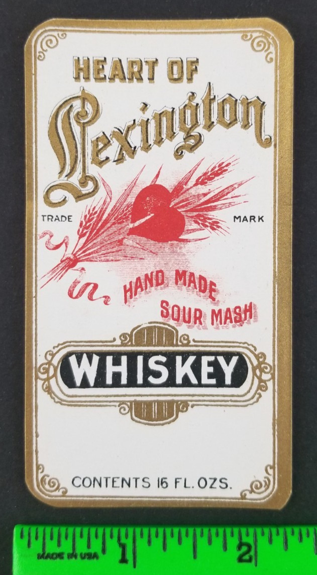 Vintage Heart of Lexington Whiskey Label Card