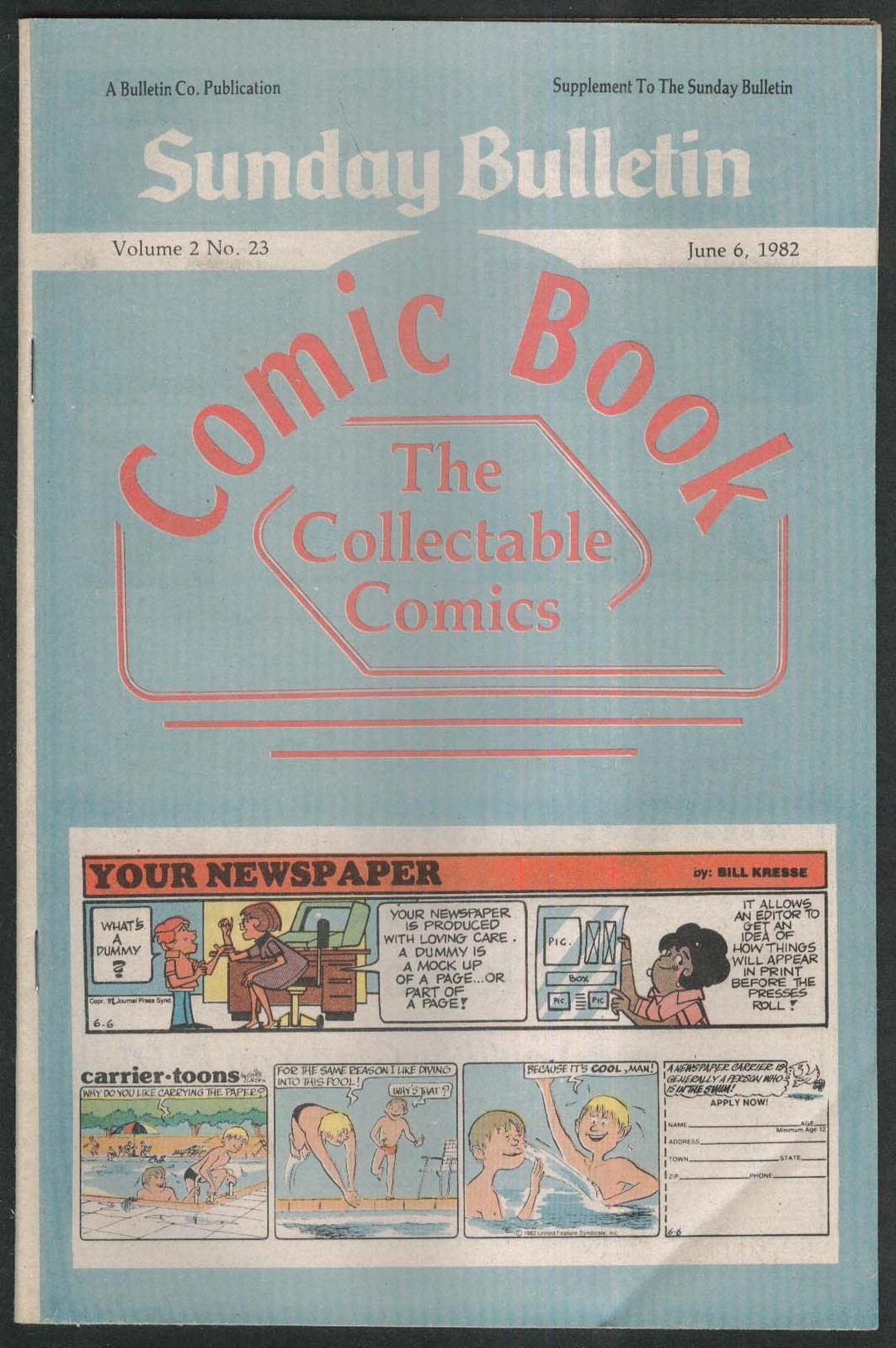 Sunday Bulletin Comic Book V2n23 Peanuts Doonesbury Superman Star Trek/Wars 1982