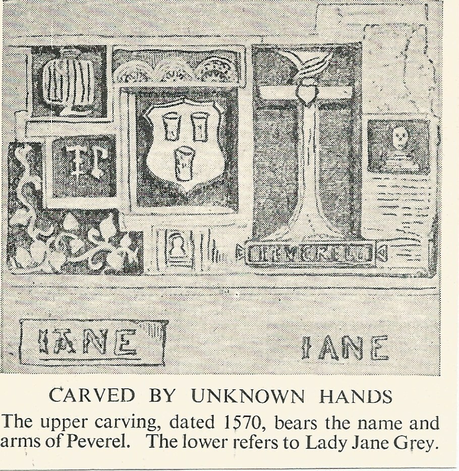 CARVED BY THE UNKNOWN ARMS OF PEVERAL LADY JANE GREY CLIP CLIPPING
