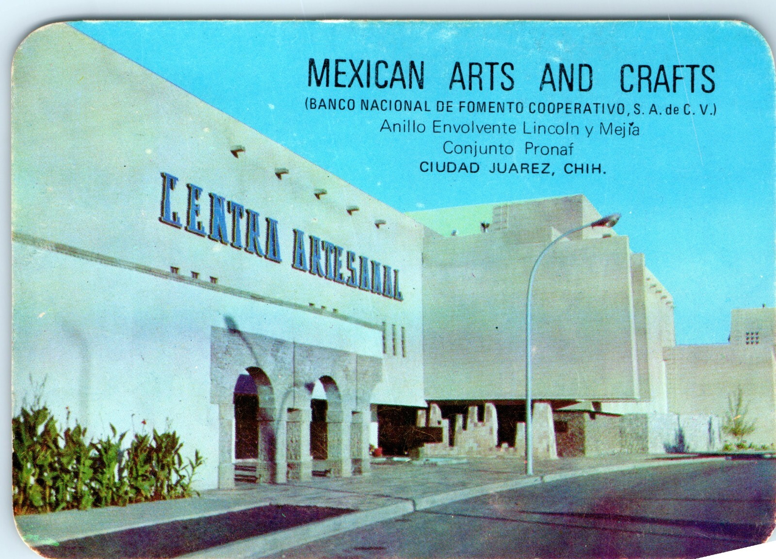 Vtg 1950s Ciudad Juarez Mexico Mexican Arts Crafts Card Peso USD Money Chart