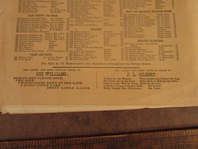 vintage sheet music Select Gems piano-Forte civil war era Evans brothers publish