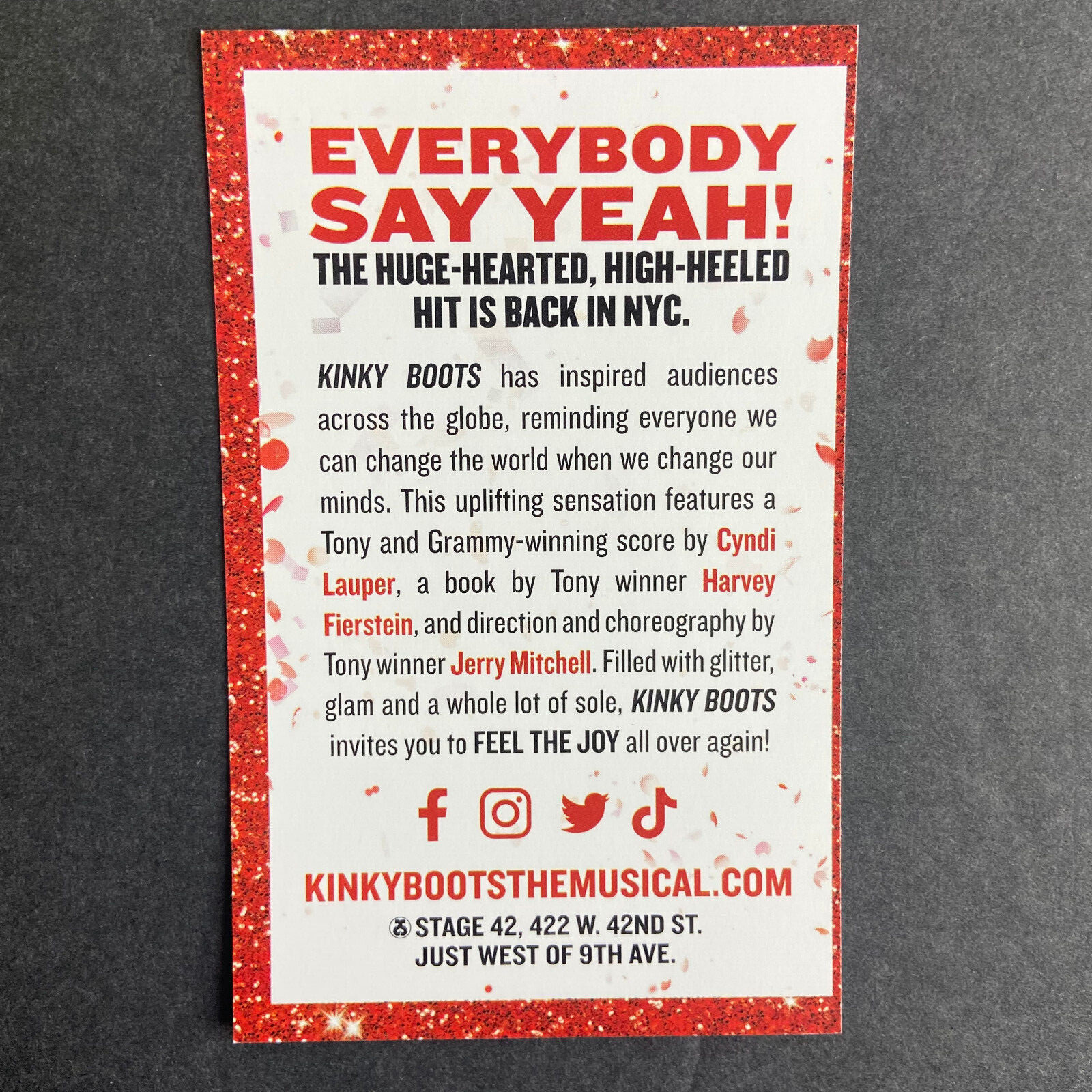 Kinky Boots Back Promo Ad Flyer Handbill Pocket New York City Broadway 2022