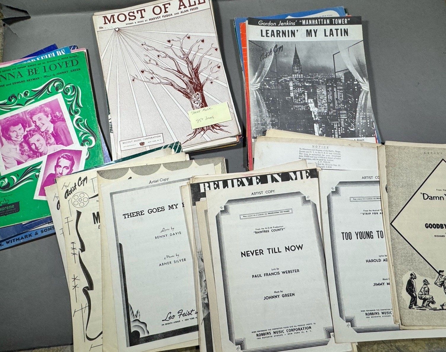 Lot 0f 85+ Vintage Sheet Music Pieces Old Music Sheetmusic Oldies Piano