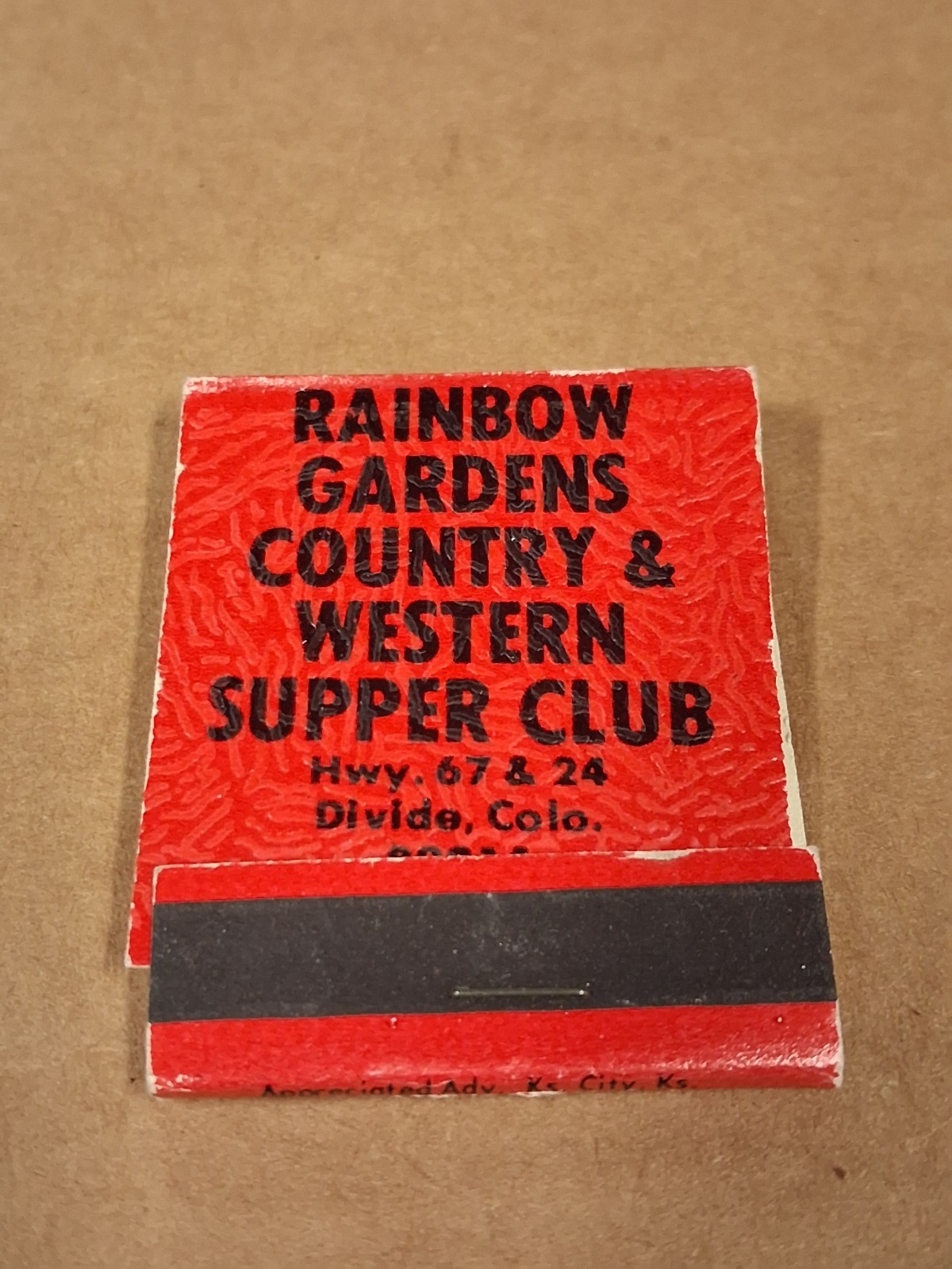 Vintage New Rainbow Gardens Country & Western Supper Club- Matchbook, Matchcover