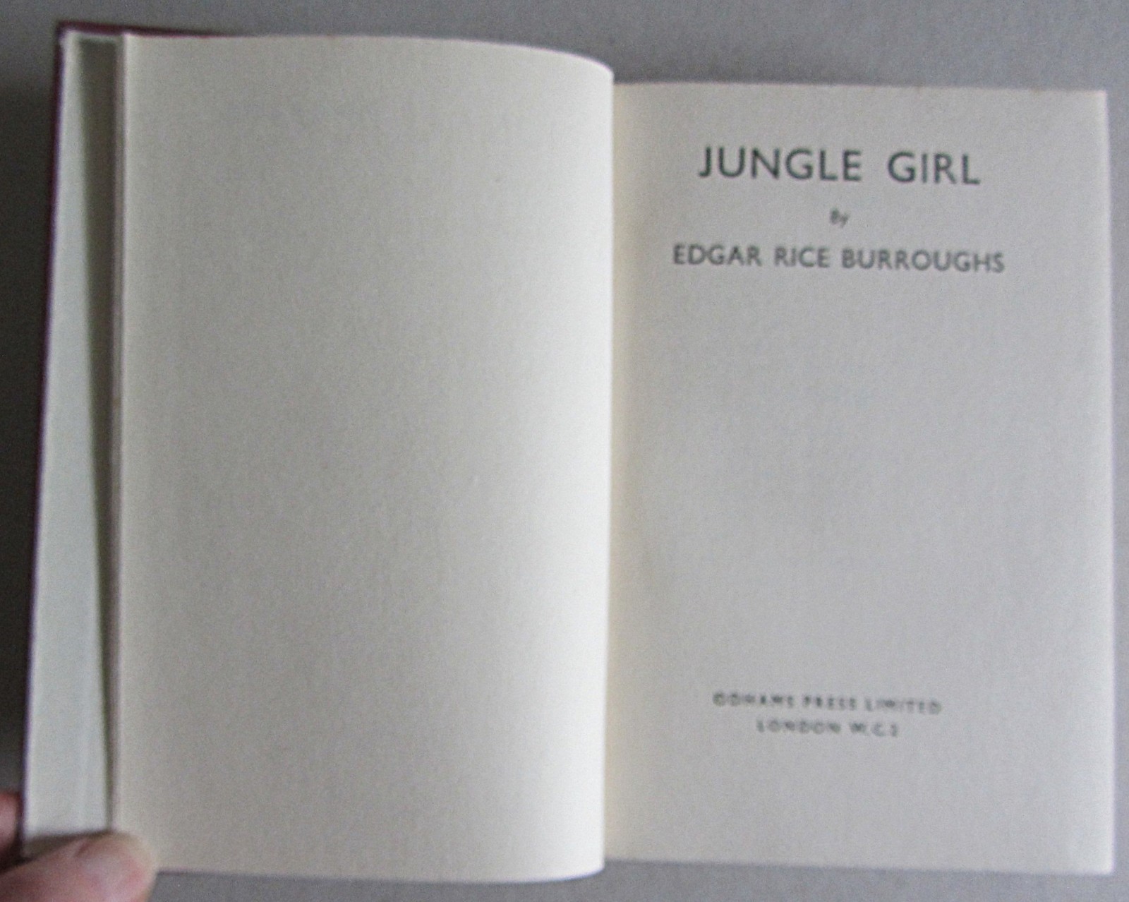 JUNGLE GIRL~EDGAR RICE BURROUGHS~ODHAMS PRESS LTD~1st PROMO EDITION~1933~UK~HCDJ