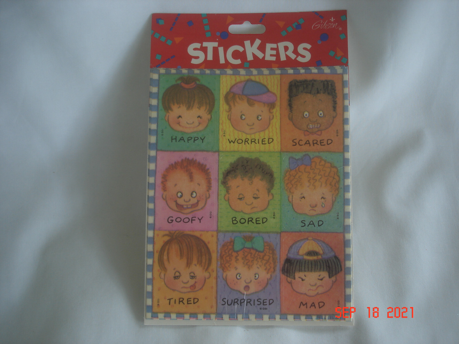 SEALED PKG. 1993 GIBSON GREETINGS CHILD FACES with SENTIMENTS STICKERS 4 Sheets