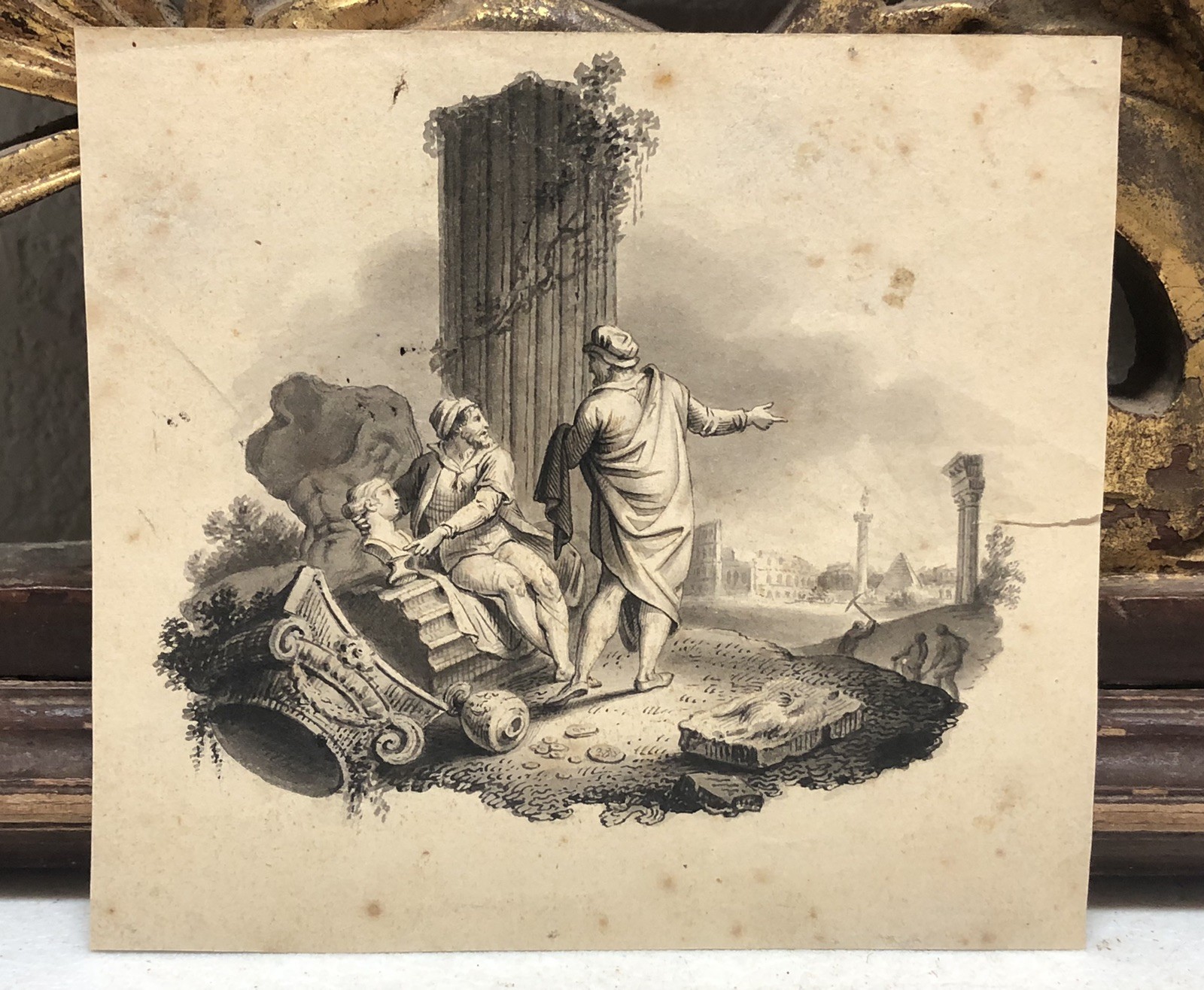 Antique Engraving of Rome in Bad Shape – L12