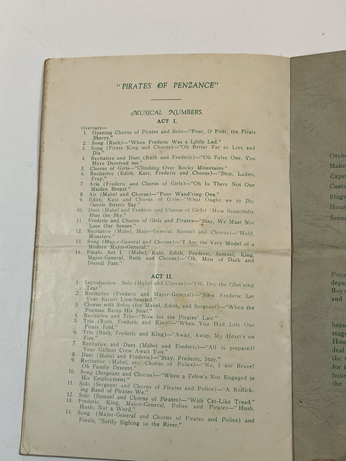 Geelong College Australia Glee Club Programme 1940’s Pirates Of Penzance