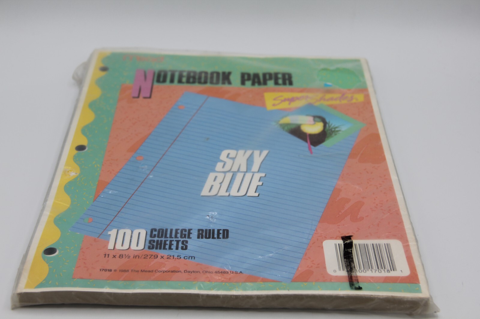 Vtg 1988 Mead Super Shades Sky Blue College Ruled Notebook Paper 100 Sheets New
