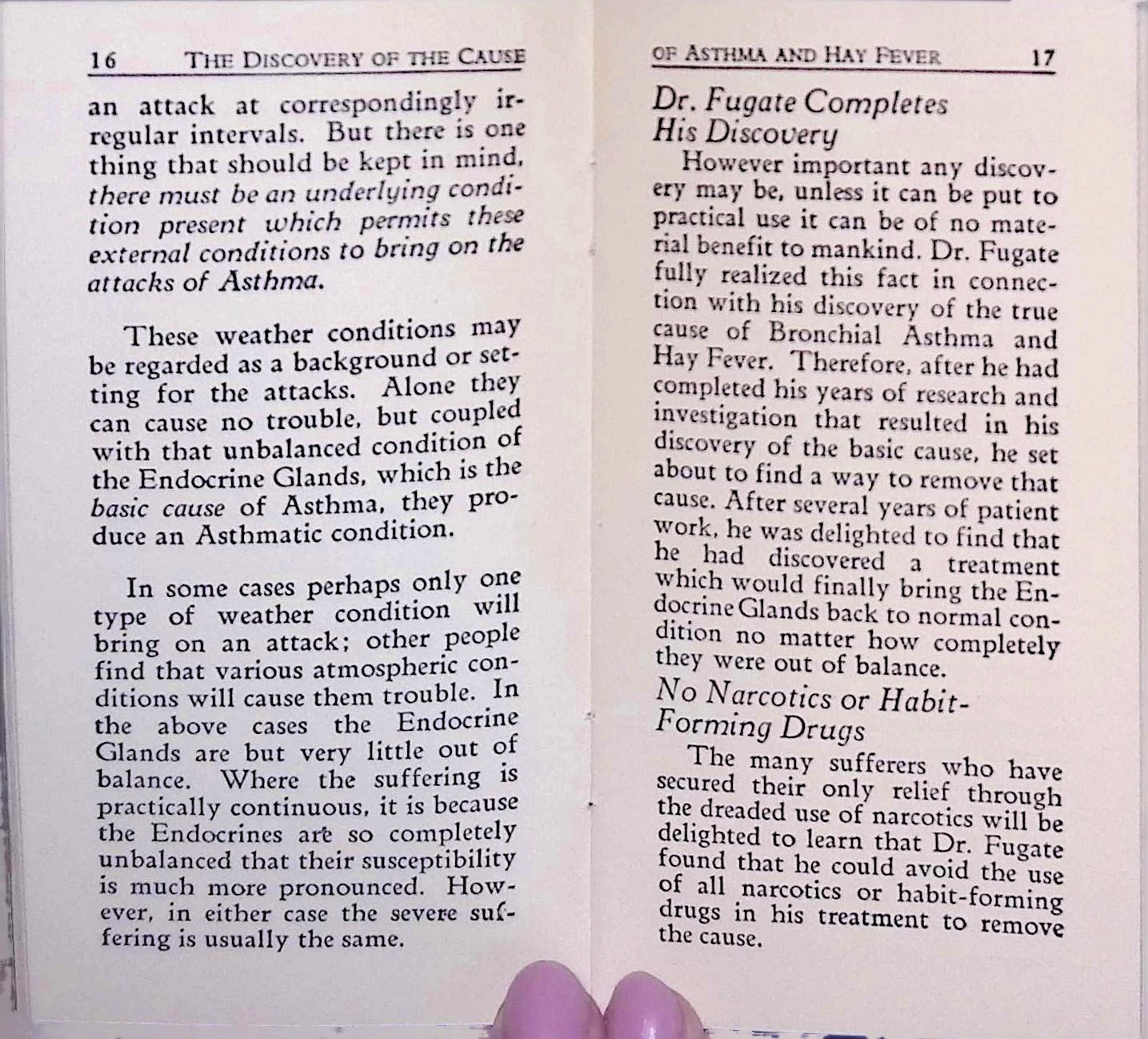 Dr Fugate Asthma Hay Fever Cure Booklet c1910 Endocrine Theory Quack Medicine