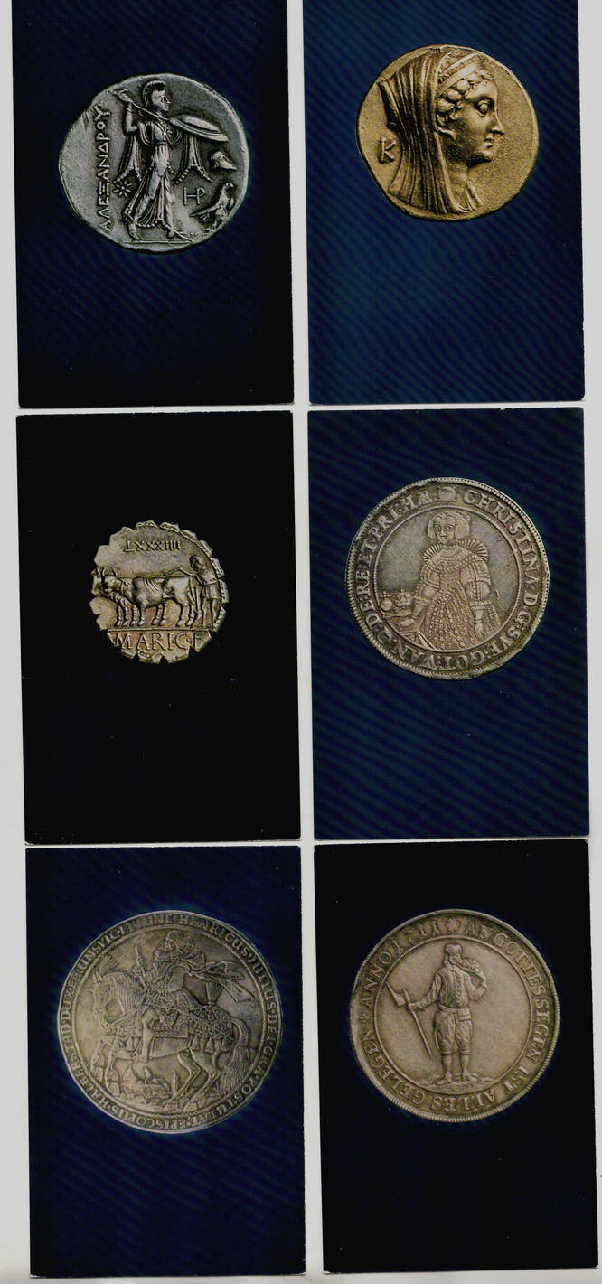 Costumes (Antiquity & Mediaeval Europe) on Coins 1975 Cards Aurora Art Leningrad