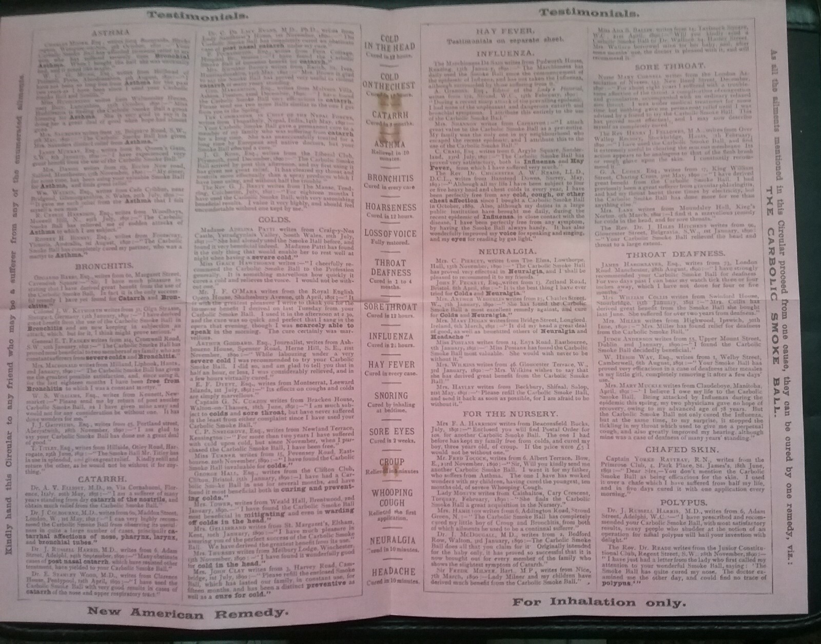 VICTORIAN THE CARBOLIC SMOKE BALL BOOKLET ***(SEE DESCRIPTION FOR DETAILS)***