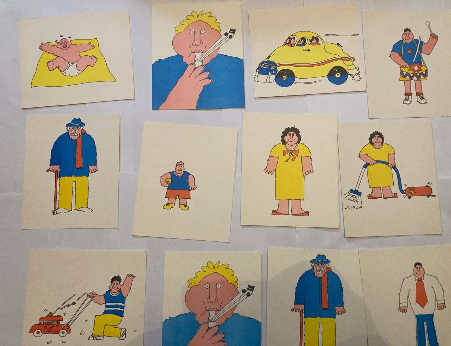 Vintage Childrens Art Cards Craft Cartoons Comic Decor Set of 80