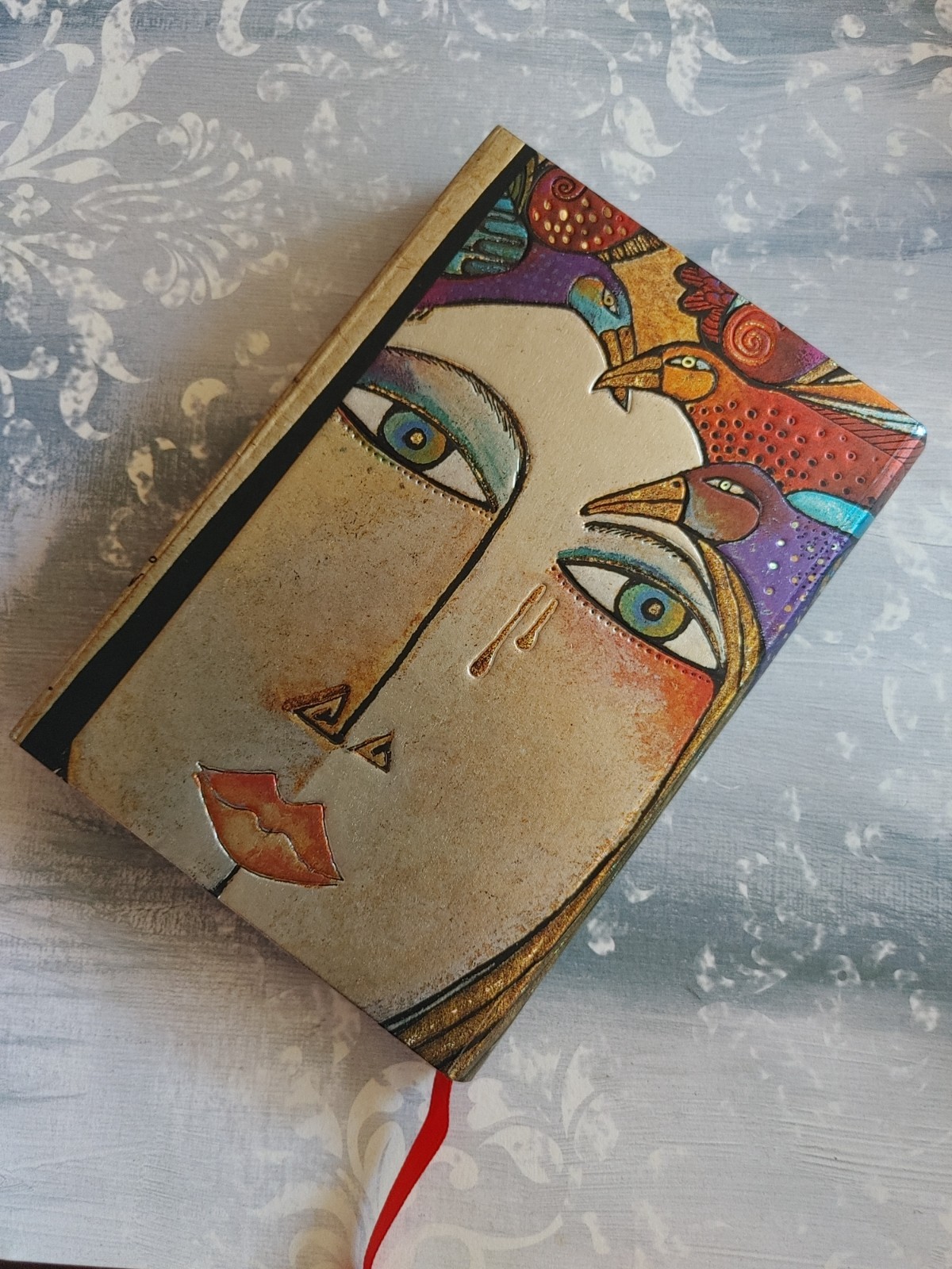 Vintage 1999 Laurel Burch self portrait metallic blank book small lined journal