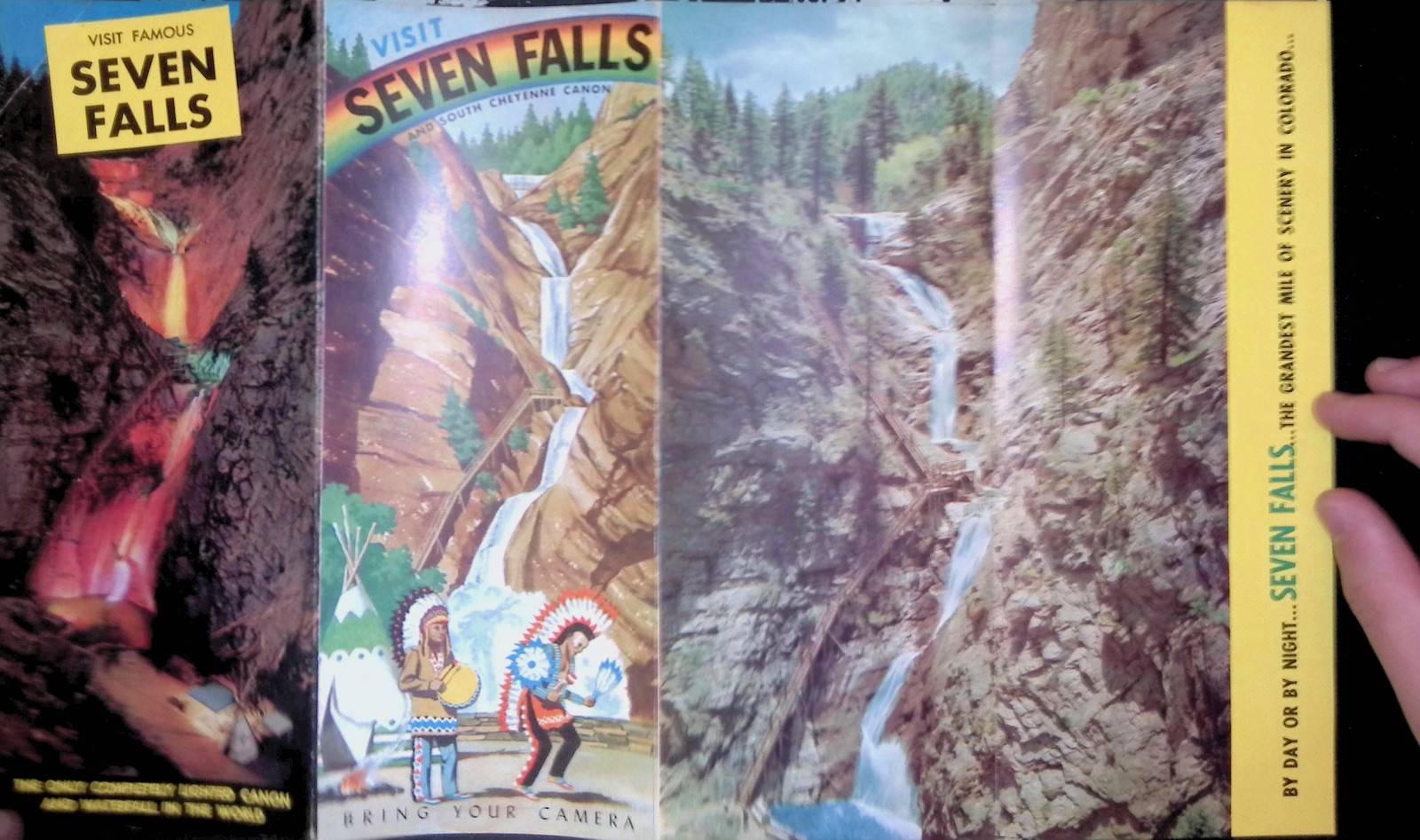 Seven Falls CO Travel Brochure c1910 South Cheyenne Canon Rainbow Art