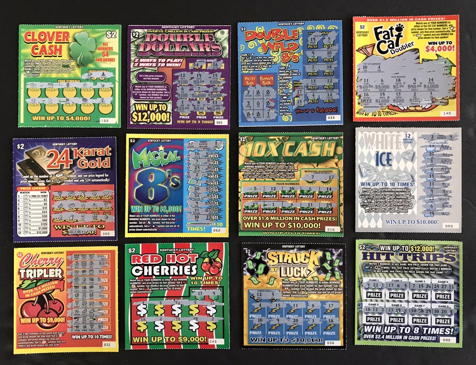 KYInstant Lottery Tickets, from 1980s- early 2000s , Lot Lg1C, no cash value