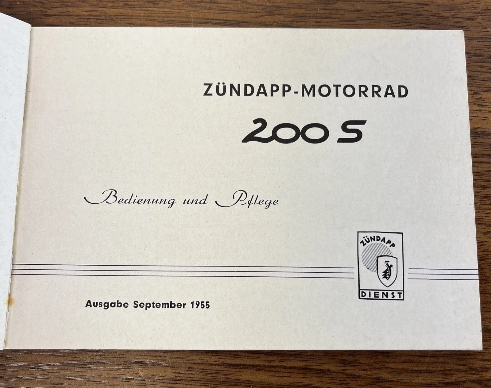 Zündapp Motorcycles 200 S Model Brochure Original September 1955 In All German