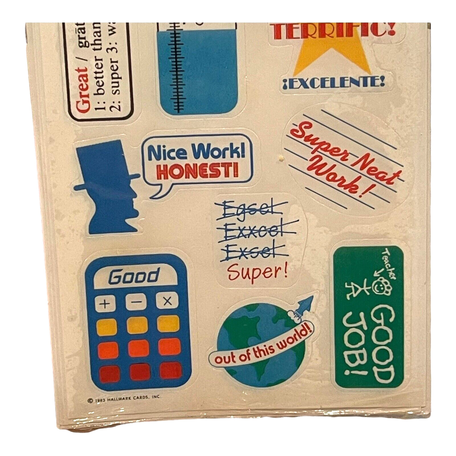 Hallmark Teacher Good Work Stickers 1983 NOS 4 Sheets Sealed