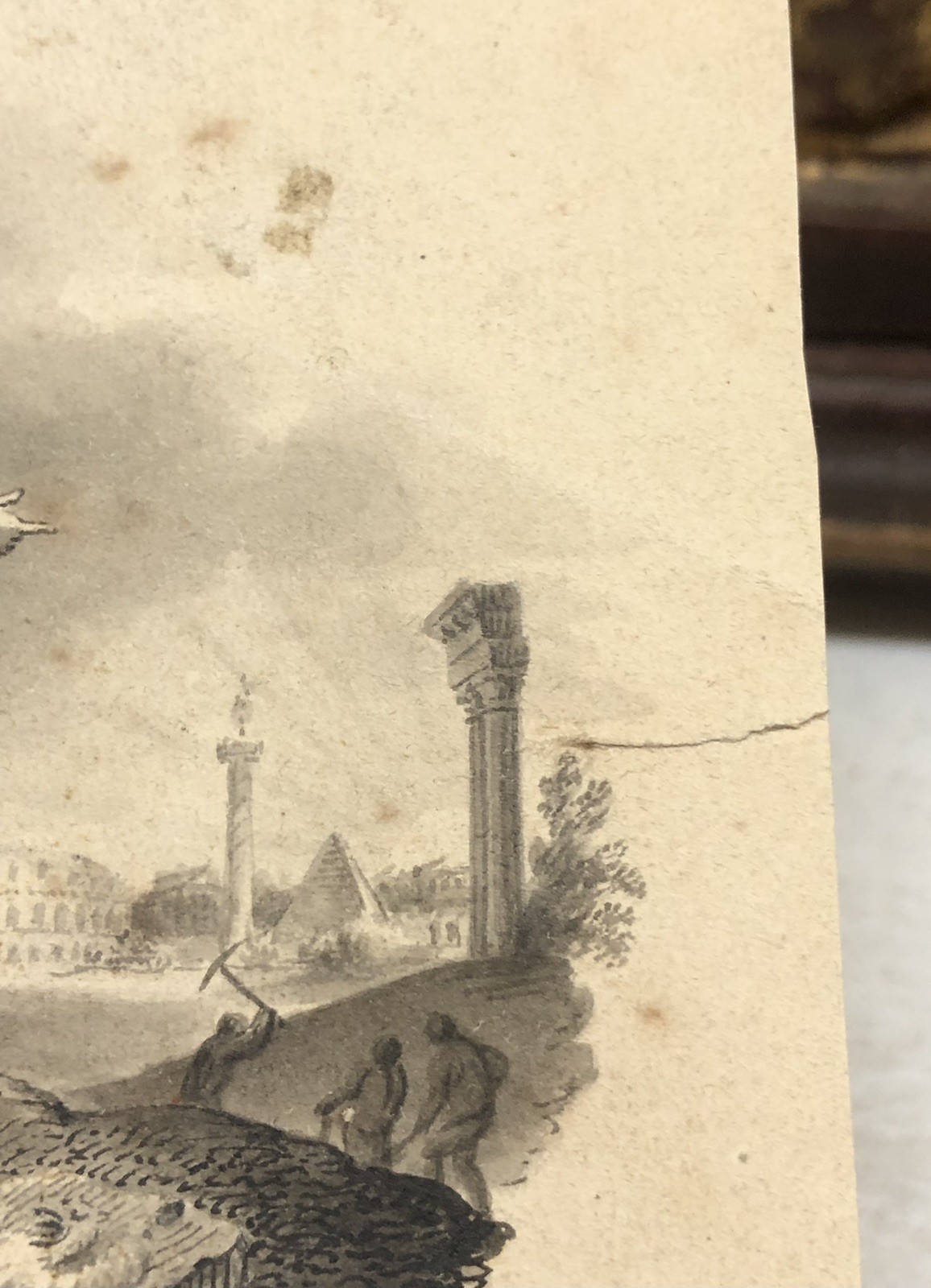 Antique Engraving of Rome in Bad Shape – L12