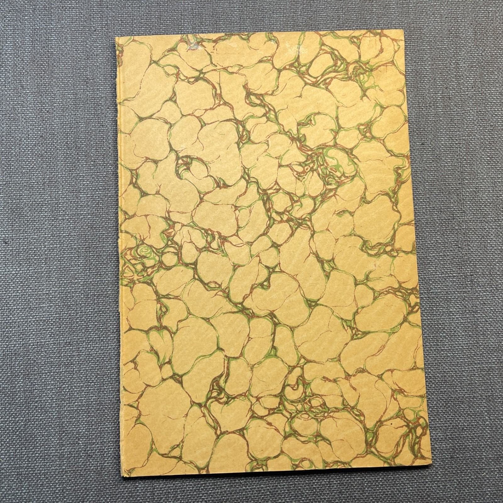 Antique Marbled End Papers Pair Bookbinding Yellow Brown Green