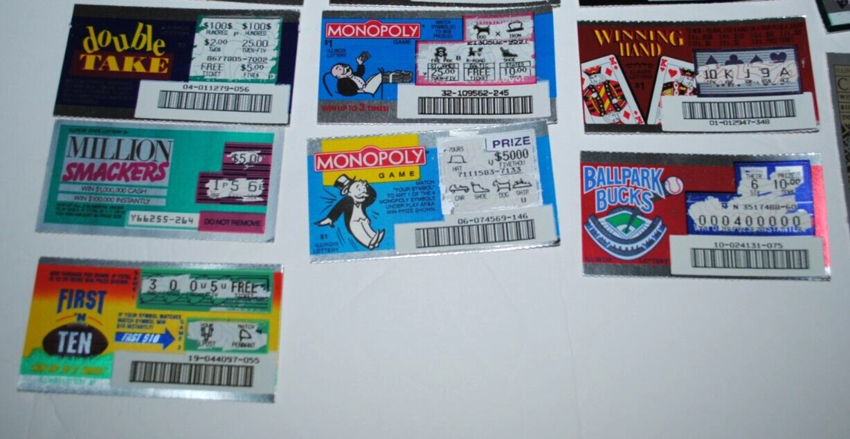 LOT OF 24 NON-WINNING NO CASH VALUE ILLINOIS LOTTERY SCRATCHER TICKETS