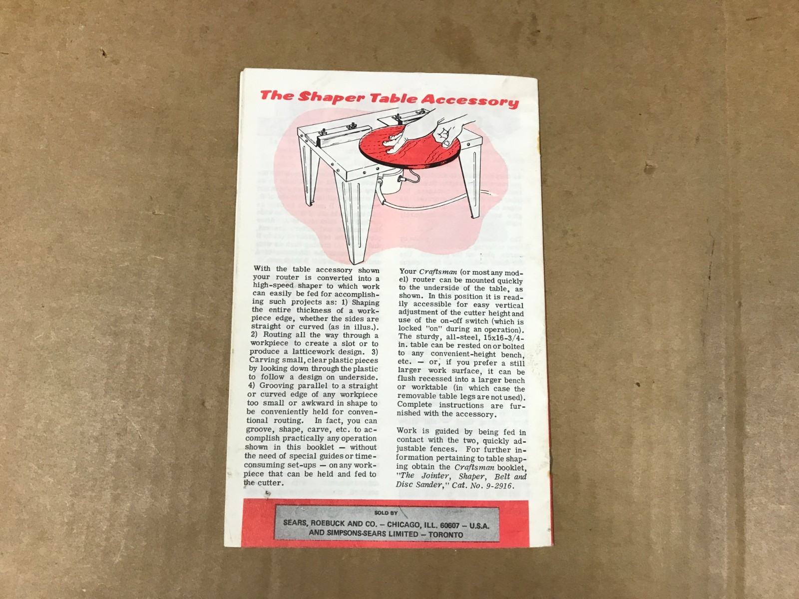 Vintage Sears Craftsman – How To Do More With Your Power Router Booklet