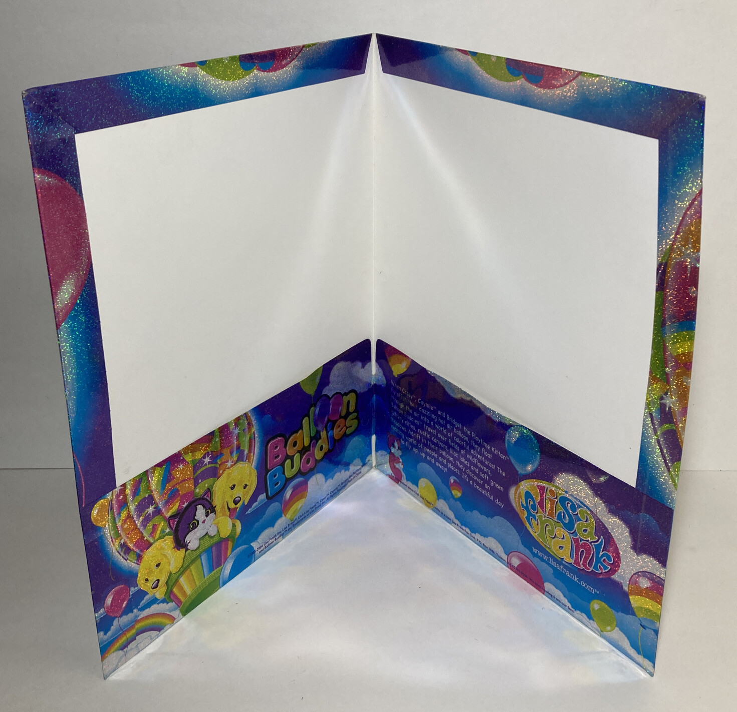 Vintage LISA FRANK Ballon Buddies Pocket Portfolio Folder Cats Dogs Unpunched