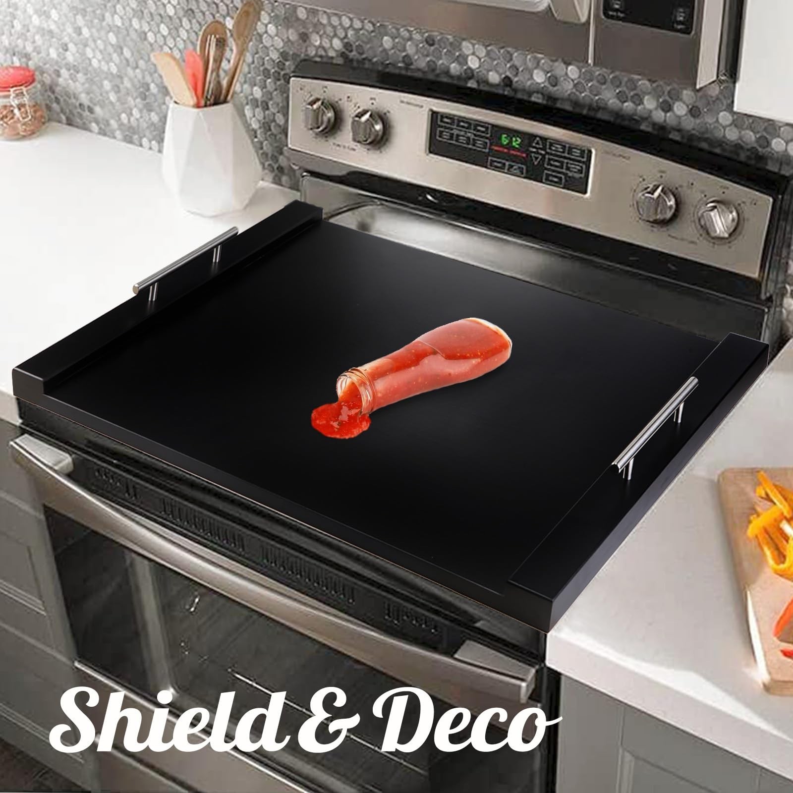 30″x22″ Noodle Board Stove Cover for Electric & Gas Stoves, Natural Bamboo Ra…