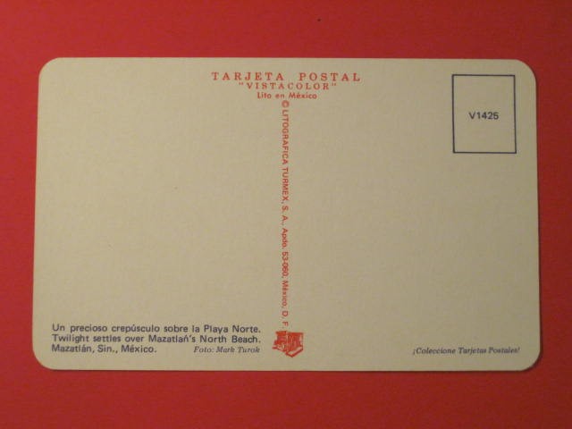 Tarjeta Post Card: Mazatlan’s North Beach – Sin., Mexico / 3-3/8″ x 5-1/2″