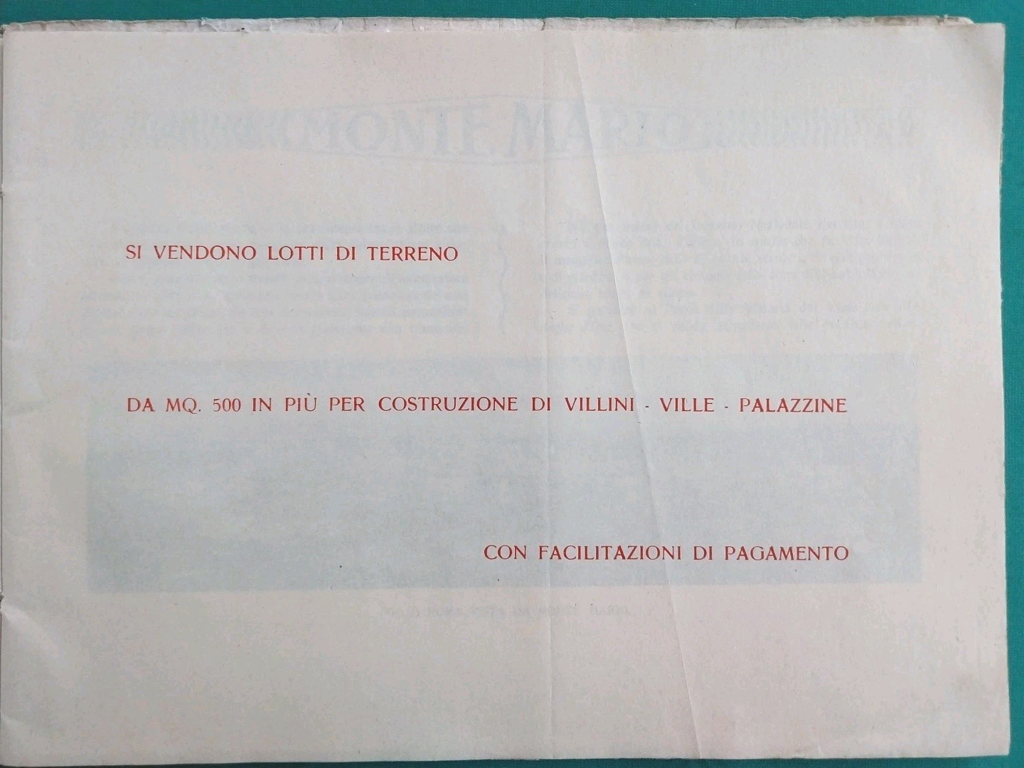 Monte Mario. Società Anonima Edilizia Romana. Rome, circa 1920-1930. RARE